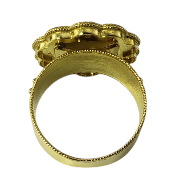 18 Karat Yellow Gold Floral Rope and Bead Design Ring Size 5 #20577 - Picture 5 of 8